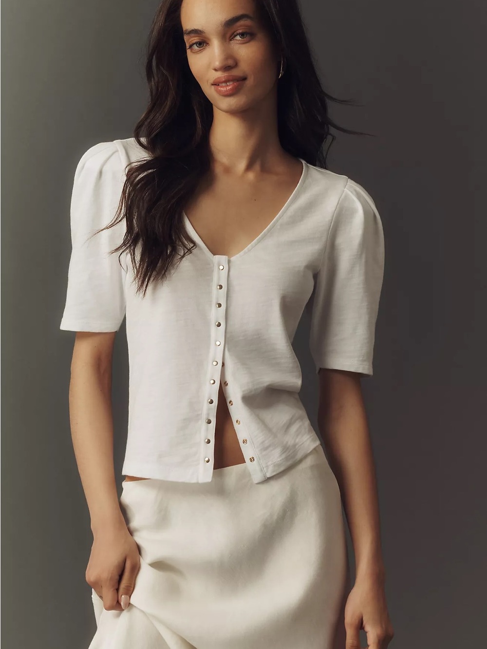 New Nation Ltd JEN BUTTON UP BLOUSE - OPTIC WHITE size XS